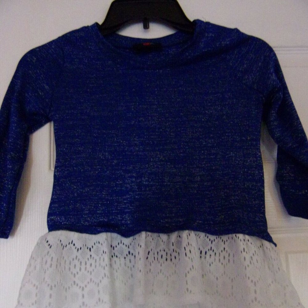 GIRLS SIZE L (14) 3/4 SLEEVE TOP W/RUFFLE & SPARKL